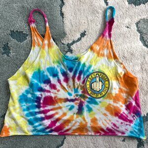 Obey Posse Get Out Of My Face Rainbow Cropped Tank Size XXS